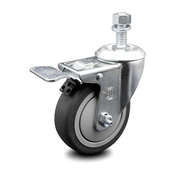 Service Caster 4 Inch Thermoplastic Rubber Swivel 1/2 Inch Stem Caster with Total Lock Brake SCC SCC-TSTTL20S414-TPRB-121315 - main